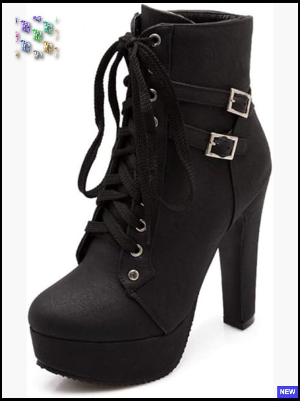 Platform Heeled Booties Lace Up Chunky Heel Ankle Boots Drag Queen Style